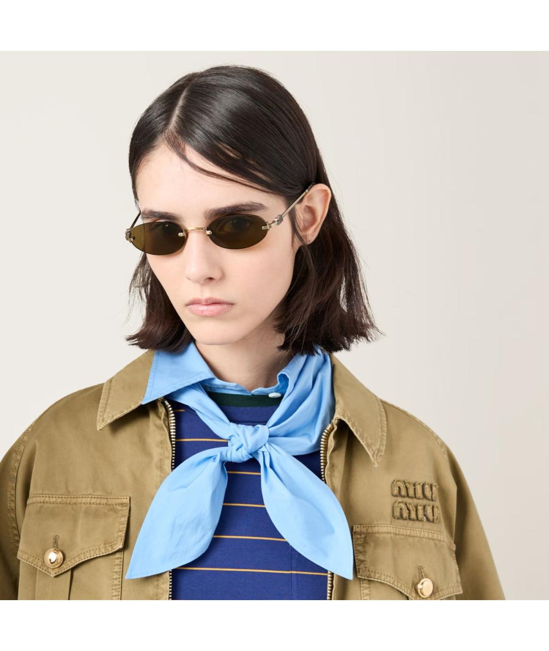 MIU MIU Коричневые металлические солнцезащитные очки, фото 6