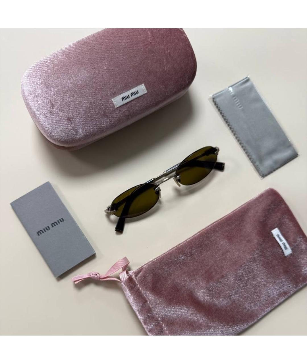 MIU MIU Коричневые металлические солнцезащитные очки, фото 2