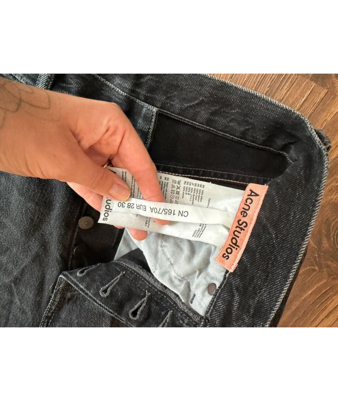 ACNE STUDIOS Черные хлопковые прямые джинсы, фото 3