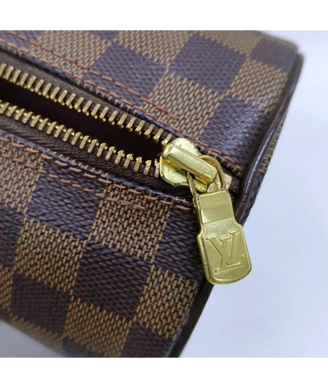 LOUIS VUITTON Коричневая кожаная сумка с короткими ручками, фото 8