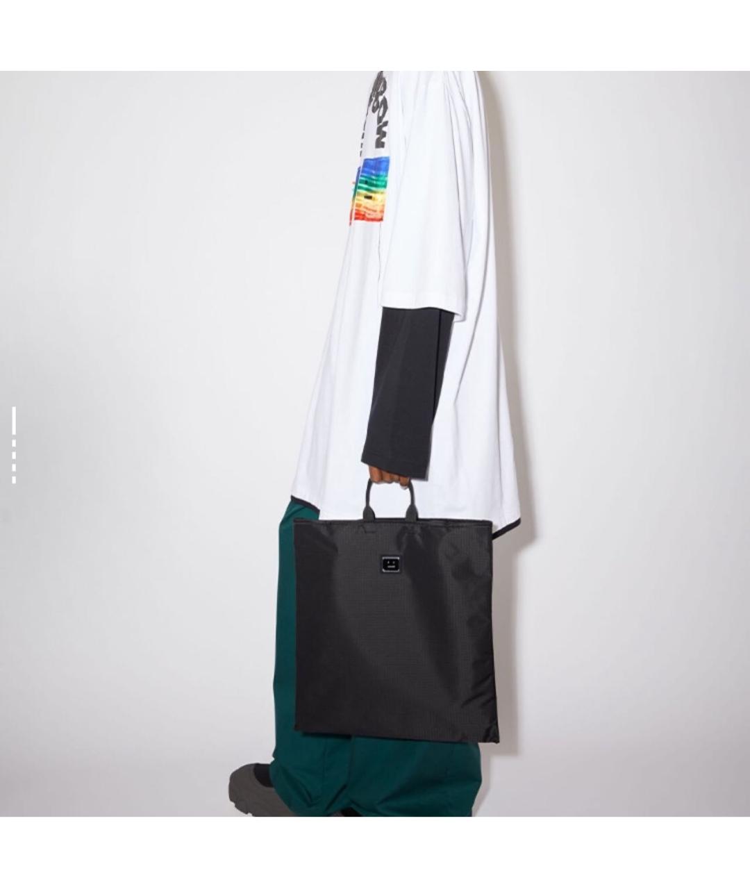 ACNE STUDIOS Черная тканевая сумка тоут, фото 5