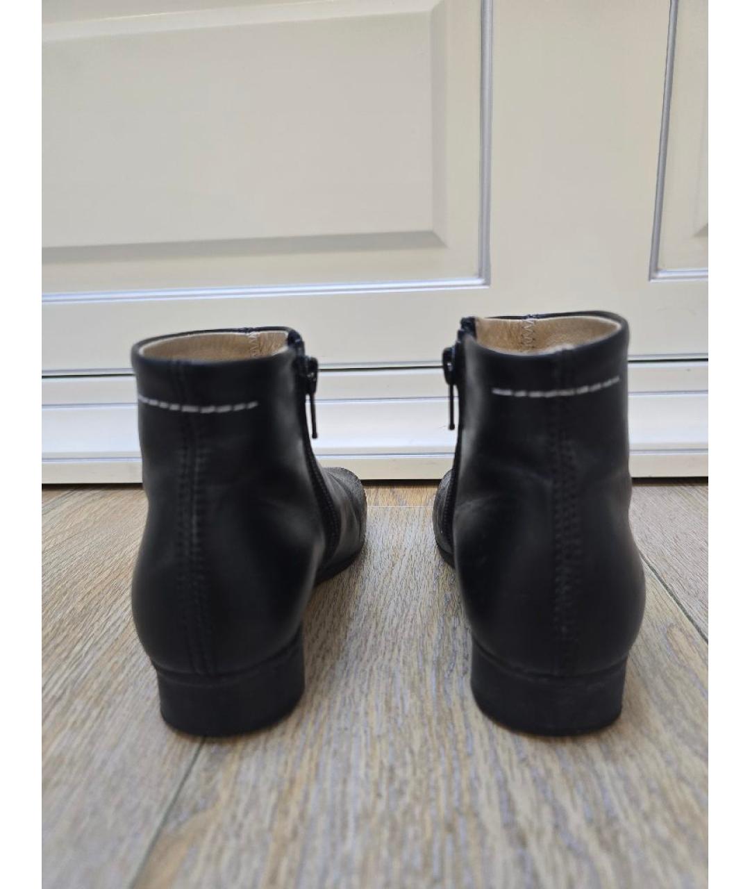 MAISON MARGIELA Черные кожаные ботинки, фото 4