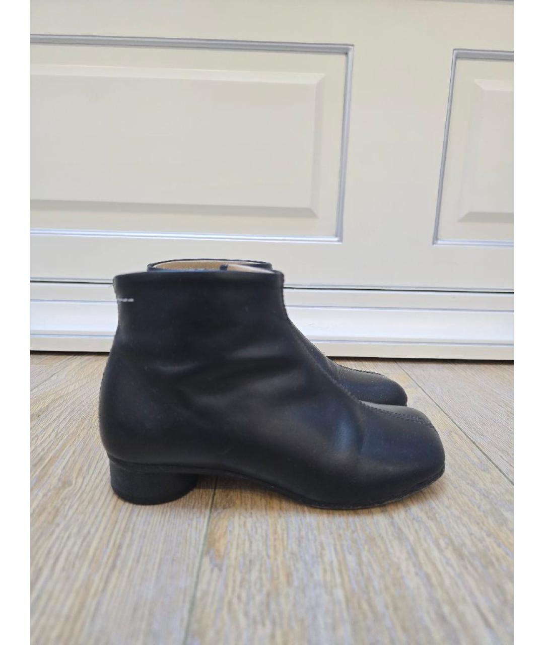 MAISON MARGIELA Черные кожаные ботинки, фото 9