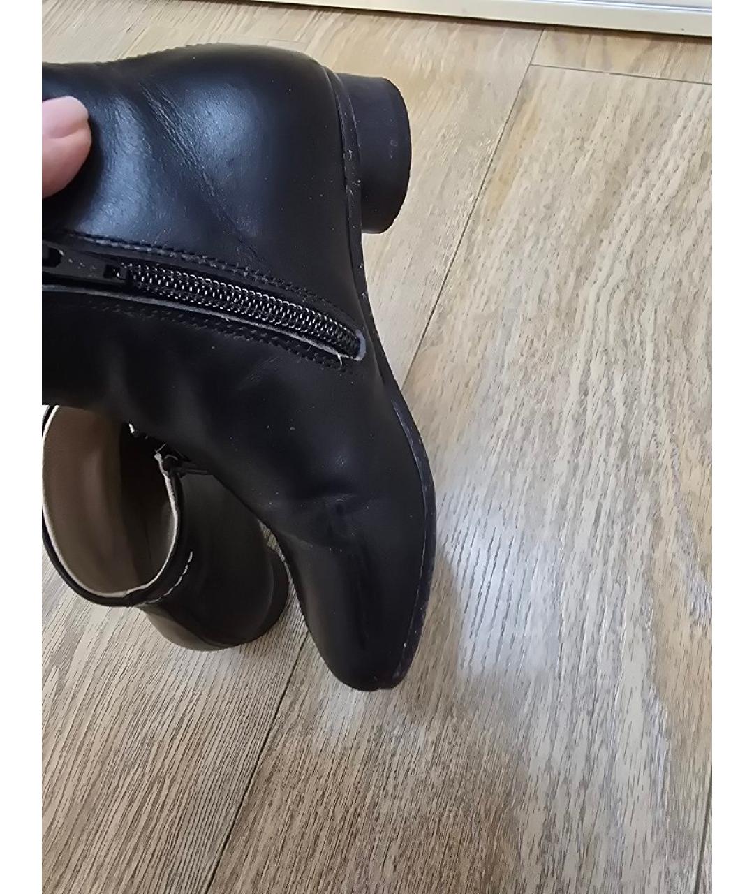 MAISON MARGIELA Черные кожаные ботинки, фото 8
