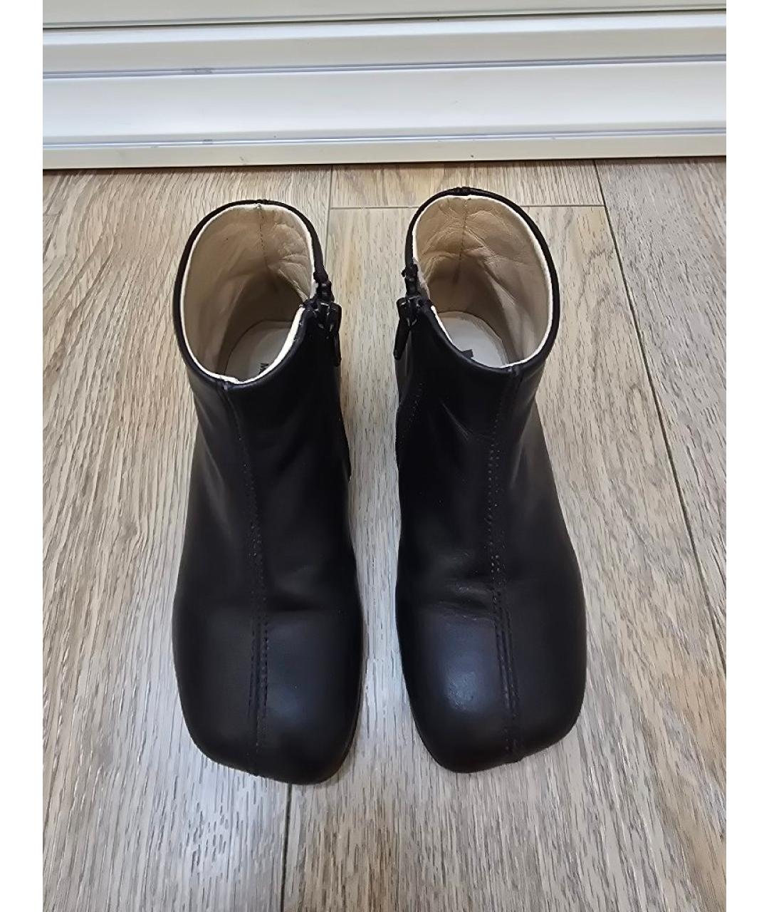 MAISON MARGIELA Черные кожаные ботинки, фото 2