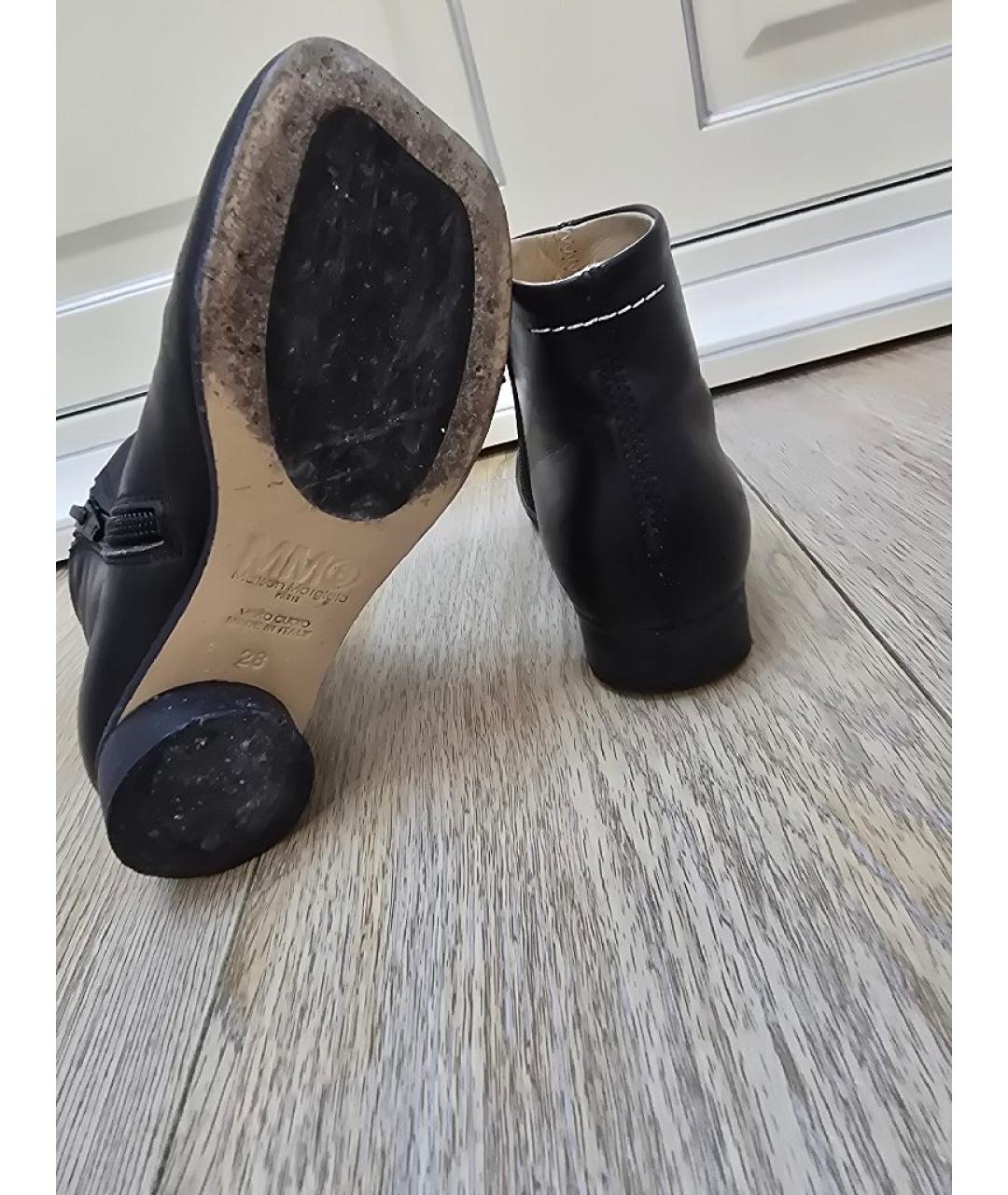 MAISON MARGIELA Черные кожаные ботинки, фото 5