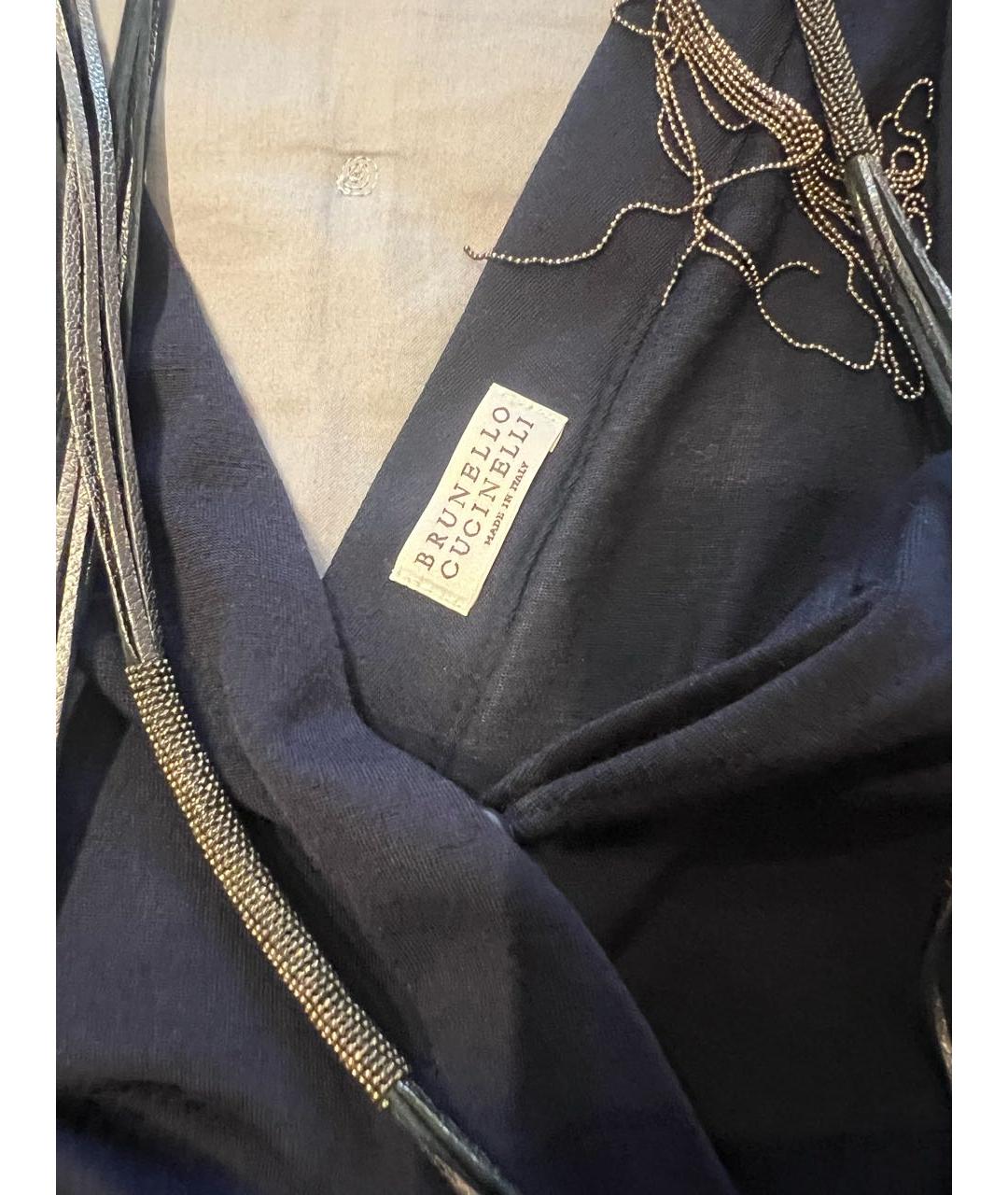 BRUNELLO CUCINELLI Темно-синее шерстяное повседневное платье, фото 3