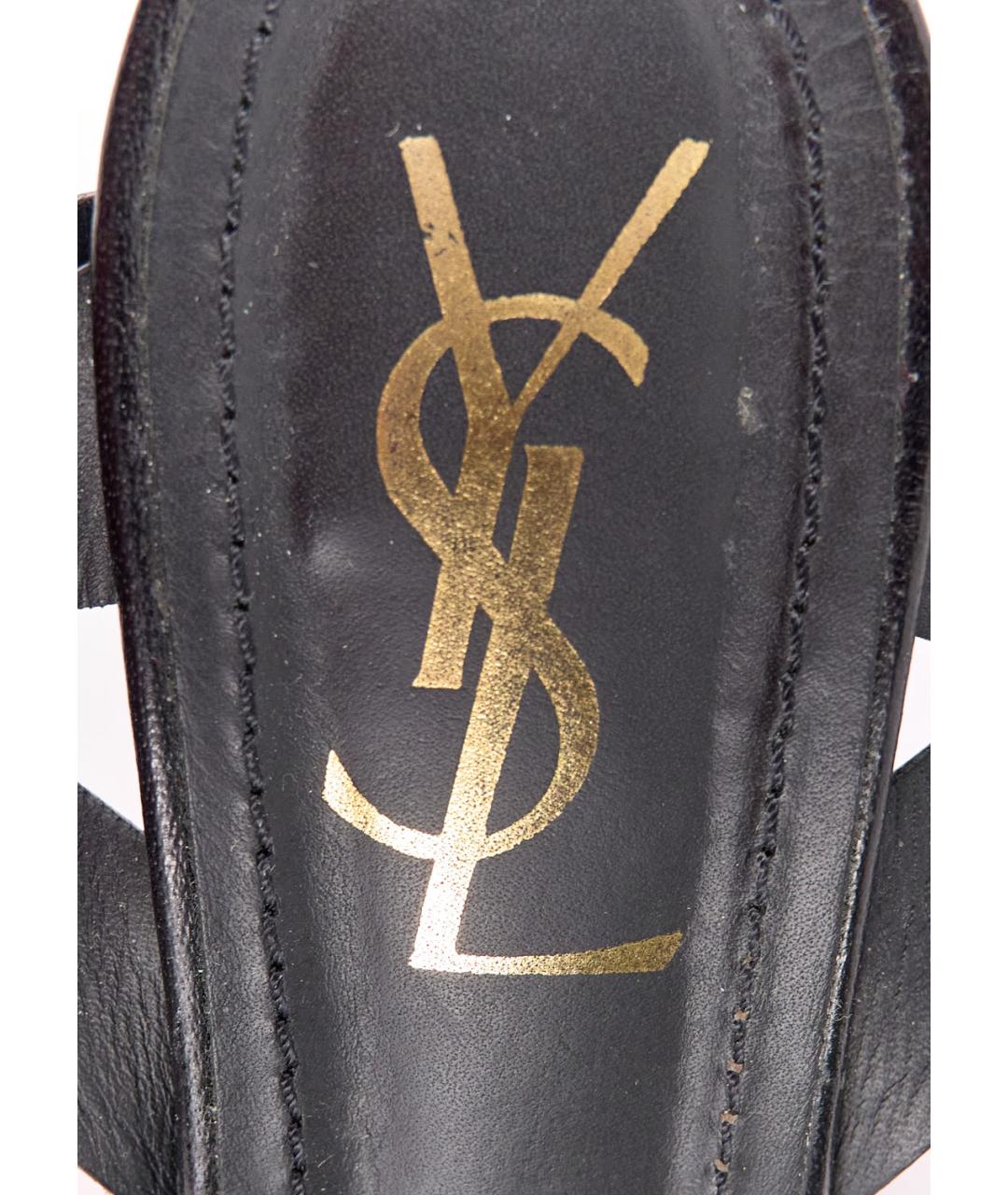 SAINT LAURENT Черные кожаные босоножки, фото 3