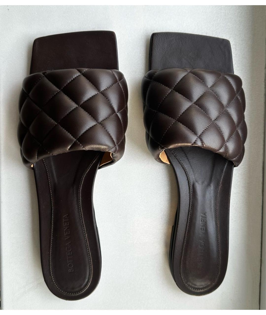 BOTTEGA VENETA Коричневые кожаные сандалии, фото 3