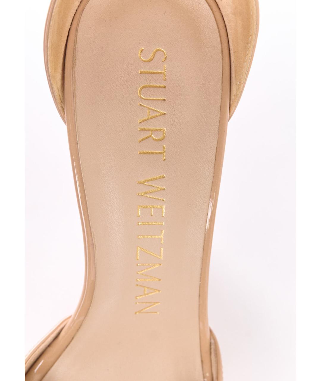 STUART WEITZMAN Бежевые босоножки из лакированной кожи, фото 3