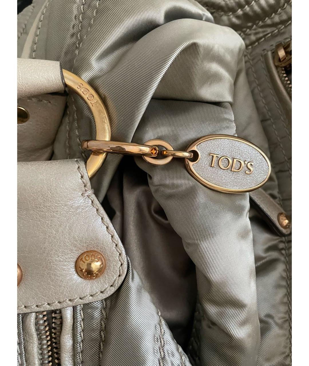 TOD'S Серебряная синтетическая сумка с короткими ручками, фото 5
