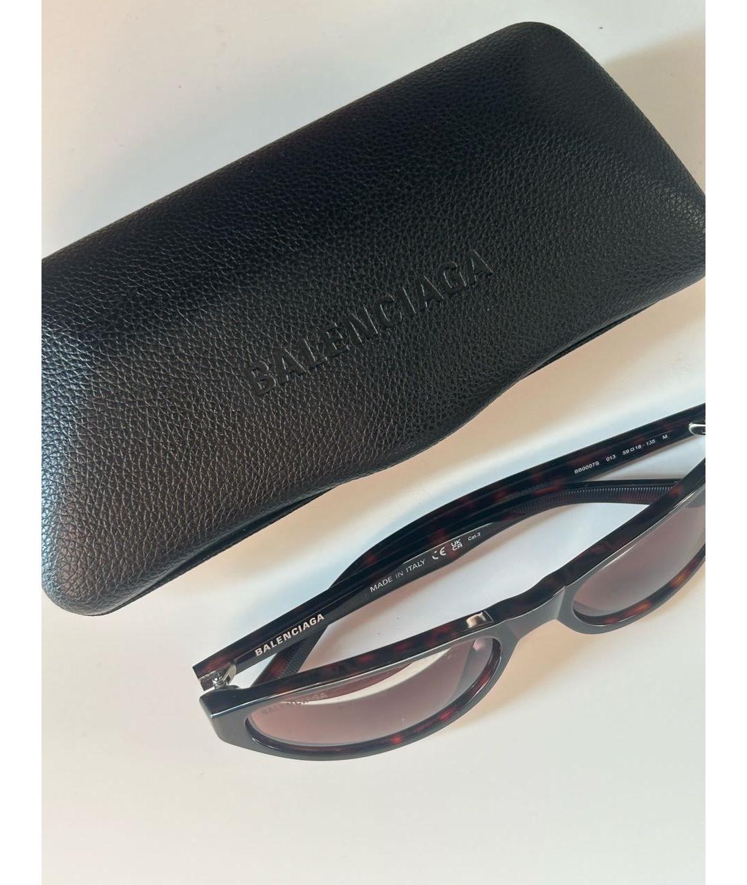 BALENCIAGA Коричневые пластиковые солнцезащитные очки, фото 4