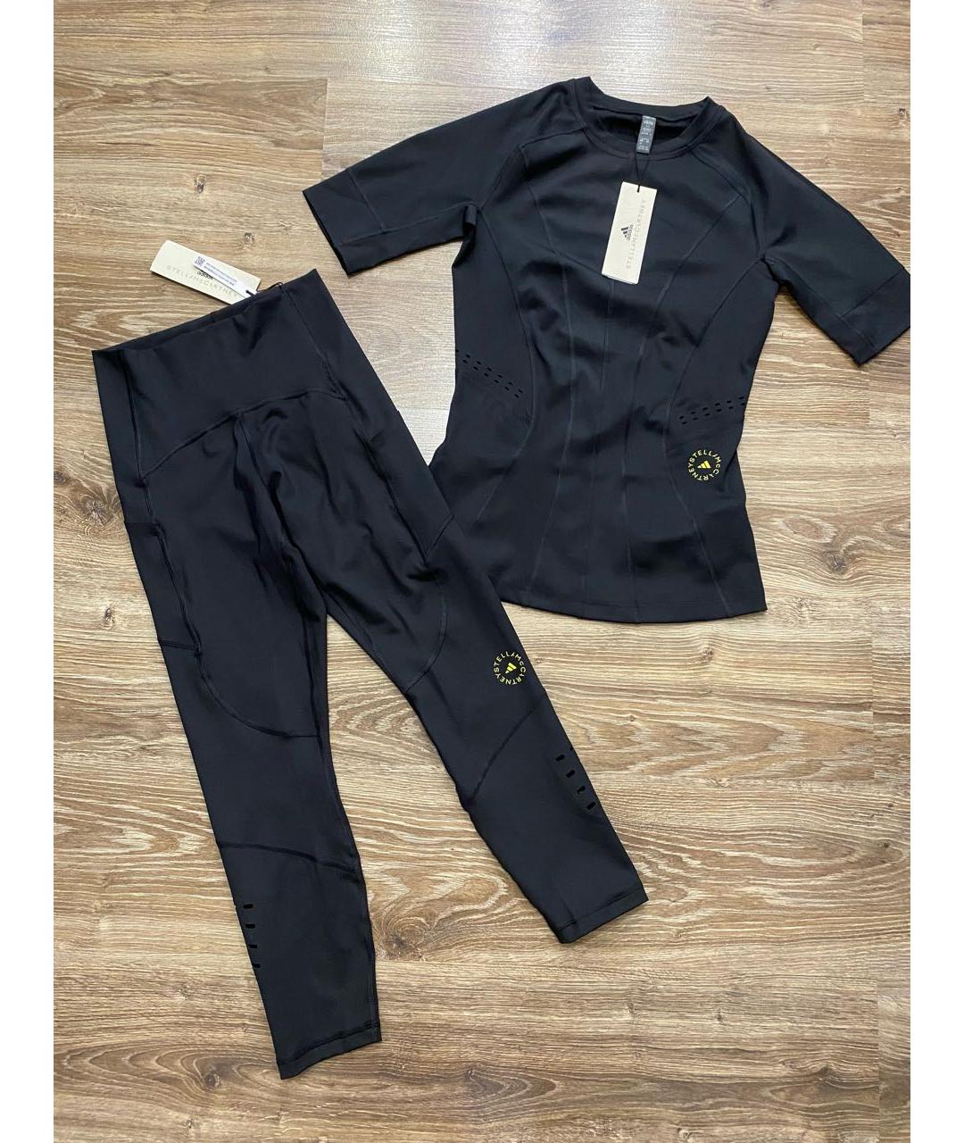 ADIDAS BY STELLA MCCARTNEY Черные хлопко-эластановые леггинсы и велосипедки, фото 5