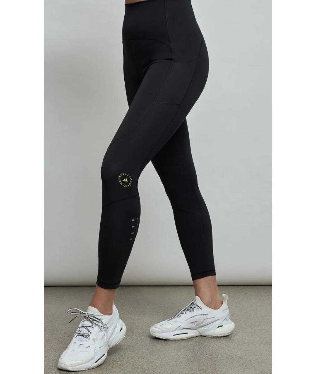 ADIDAS BY STELLA MCCARTNEY Черные хлопко-эластановые леггинсы и велосипедки, фото 2
