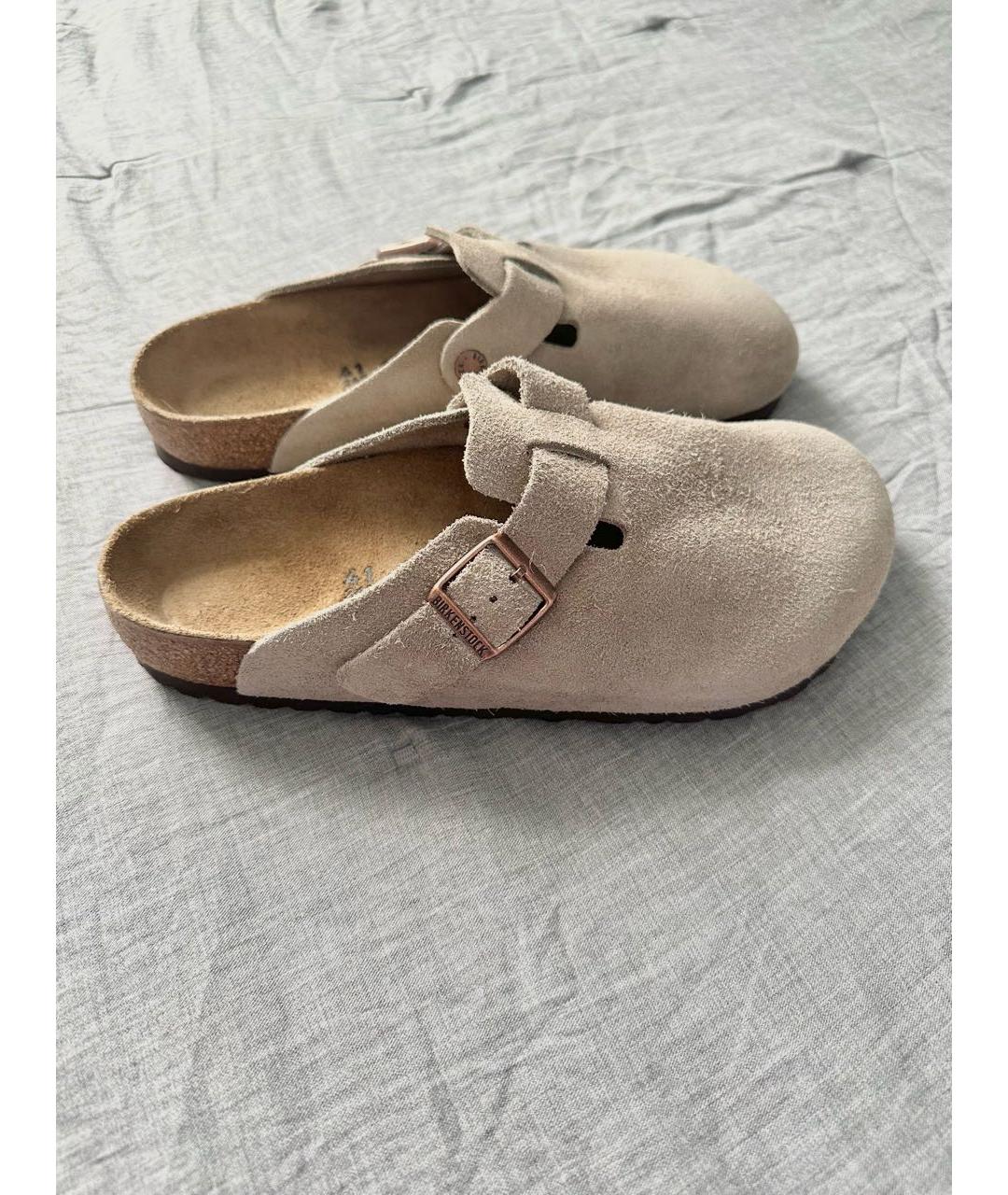 BIRKENSTOCK Бежевые замшевые сабо, фото 2