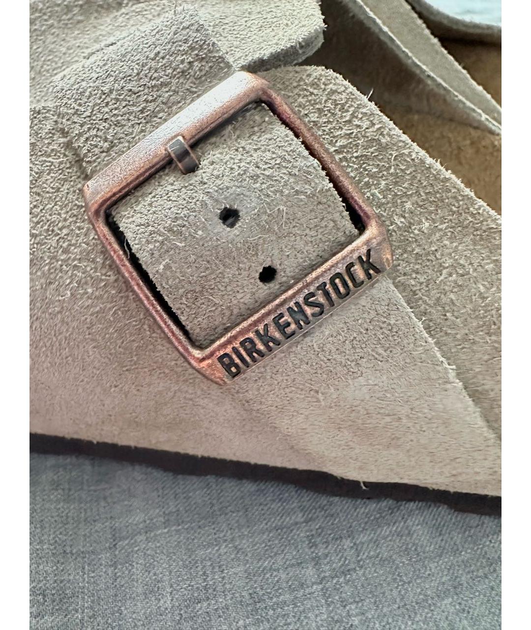 BIRKENSTOCK Бежевые замшевые сабо, фото 8