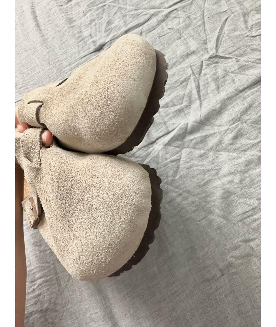 BIRKENSTOCK Бежевые замшевые сабо, фото 4