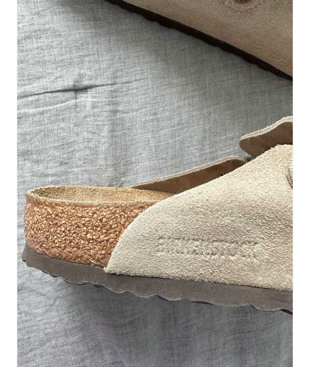 BIRKENSTOCK Бежевые замшевые сабо, фото 7
