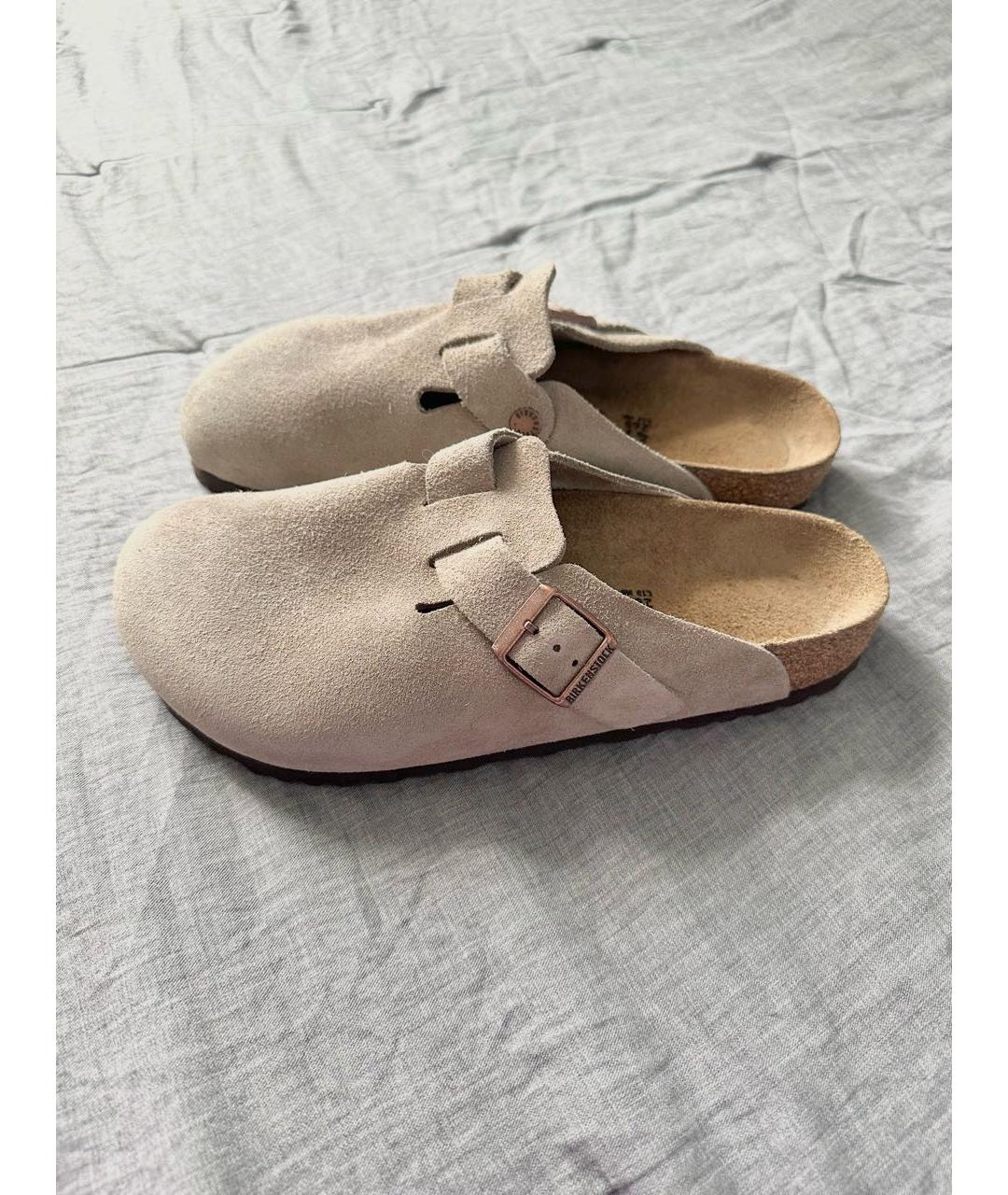 BIRKENSTOCK Бежевые замшевые сабо, фото 9