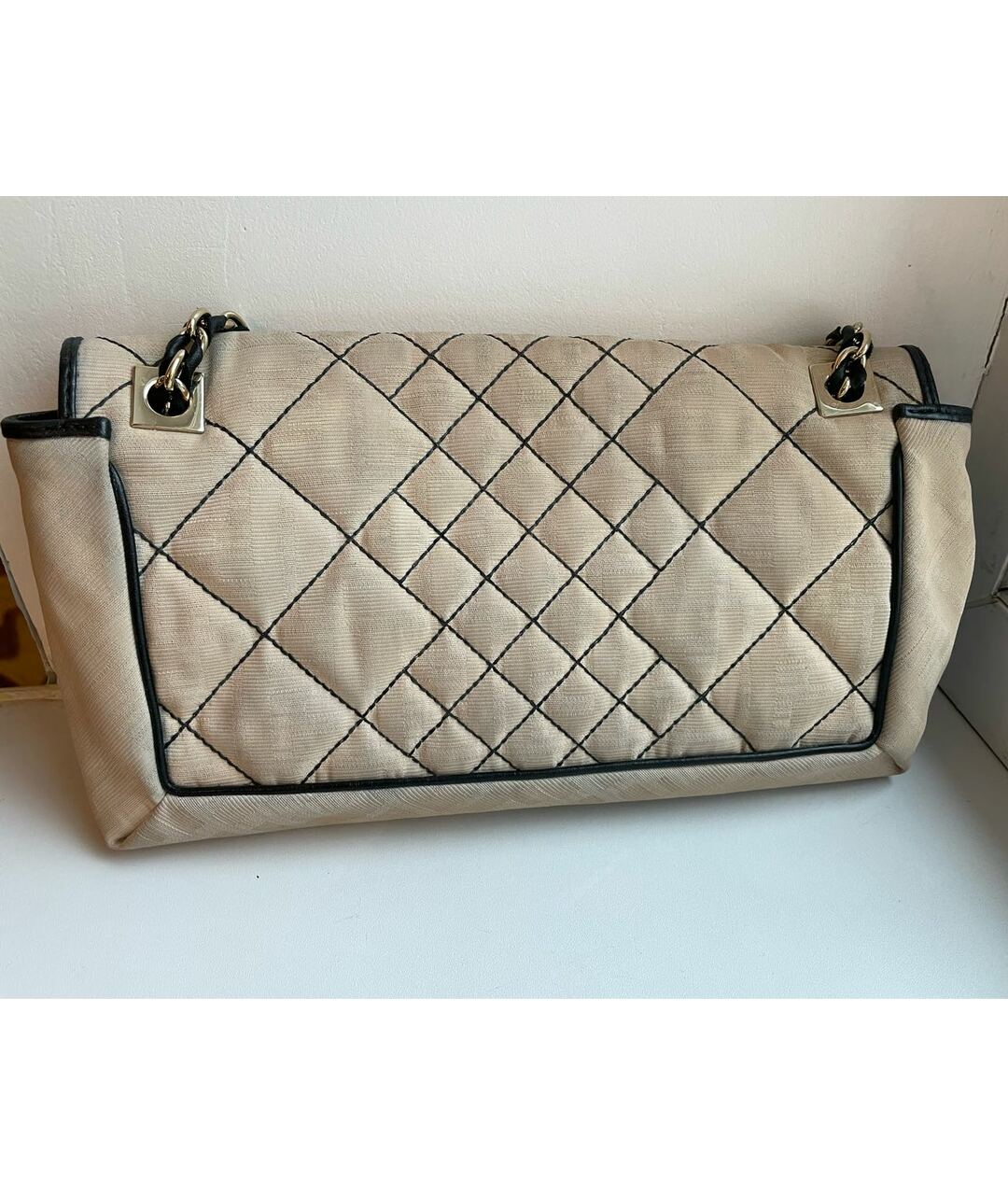 FENDI Бежевая тканевая сумка тоут, фото 2
