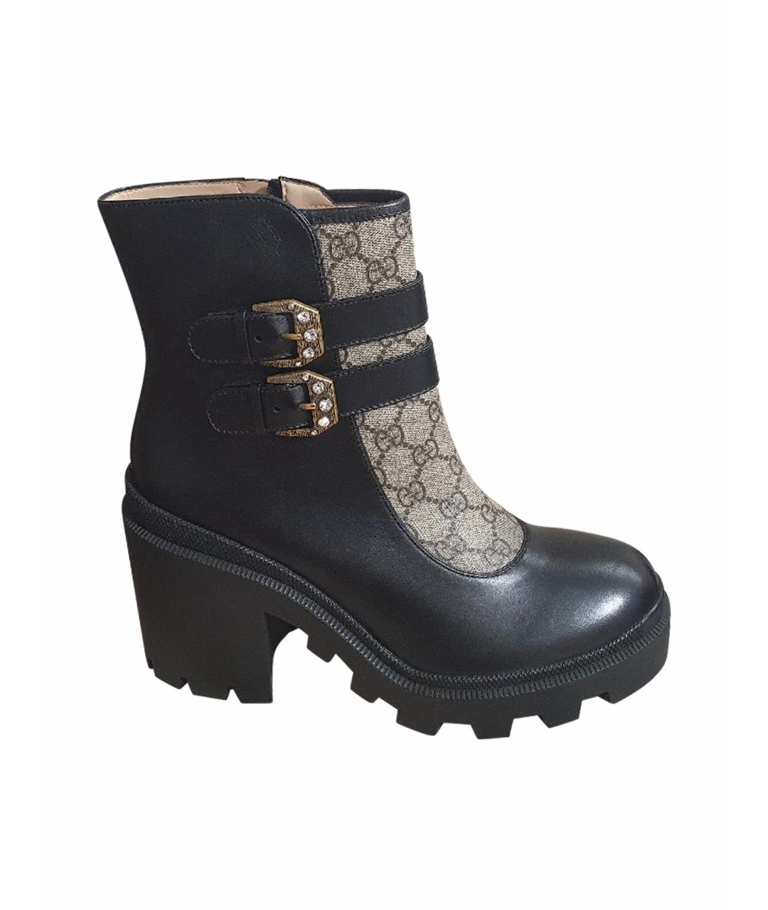 GUCCI Черные кожаные сапоги, фото 1