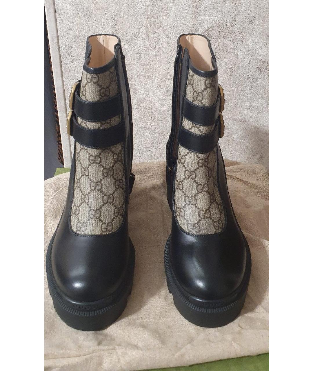 GUCCI Черные кожаные сапоги, фото 2