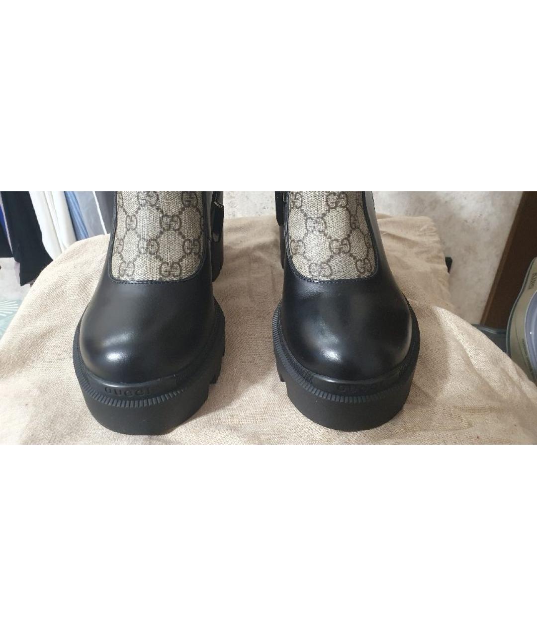 GUCCI Черные кожаные сапоги, фото 3