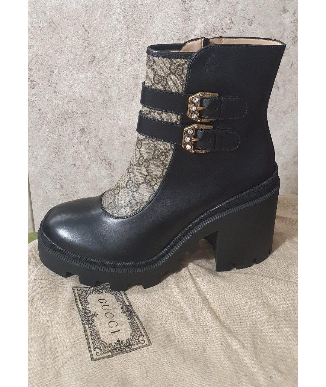 GUCCI Черные кожаные сапоги, фото 9