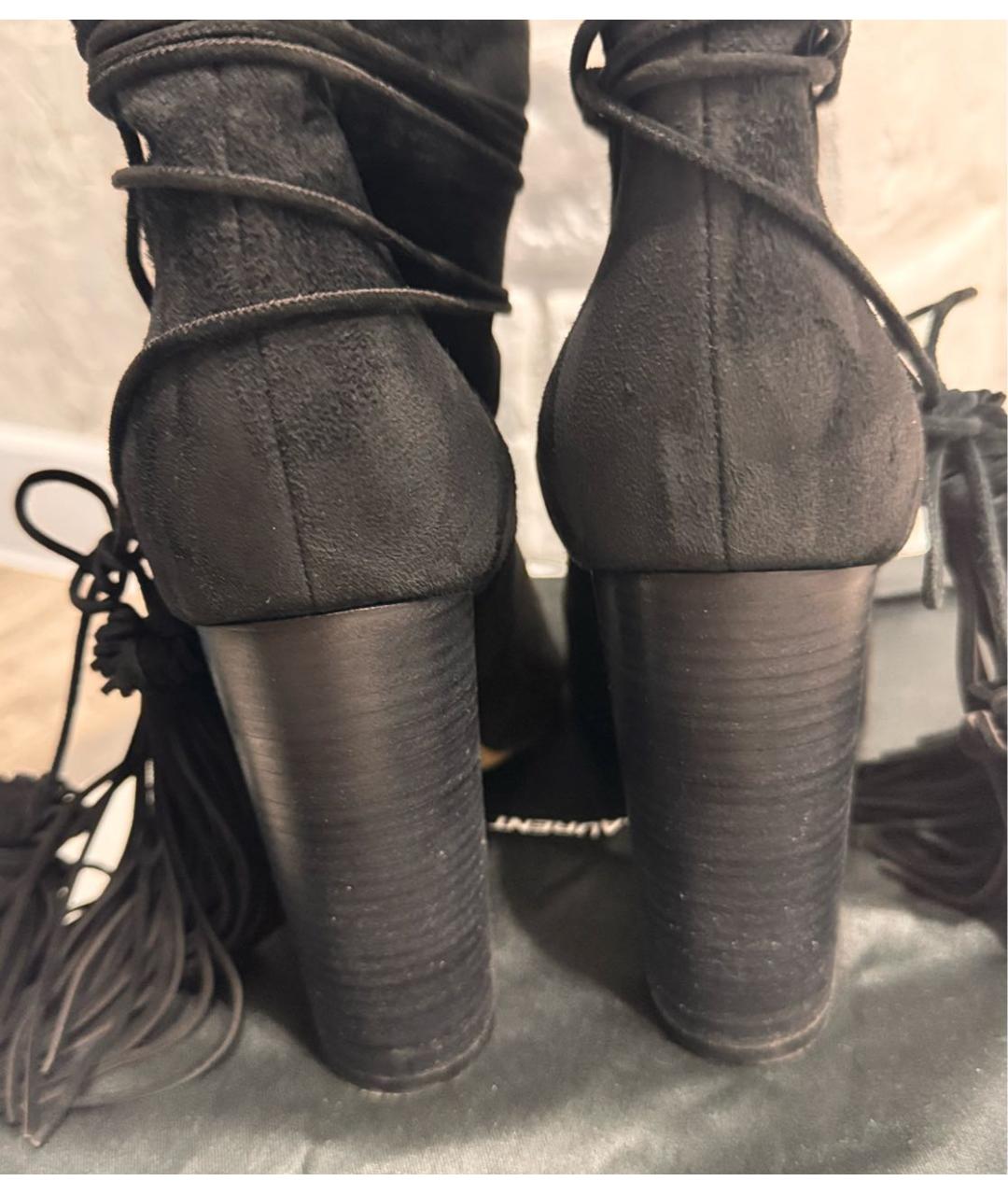 SAINT LAURENT Черные замшевые сапоги, фото 4