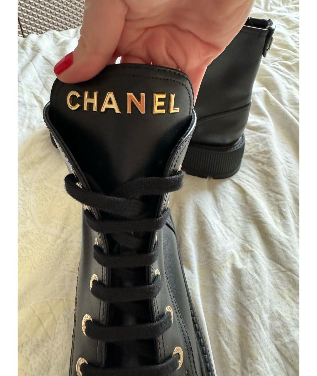 CHANEL Черные кожаные ботинки, фото 3