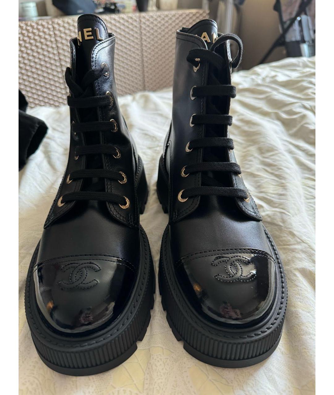 CHANEL Черные кожаные ботинки, фото 2