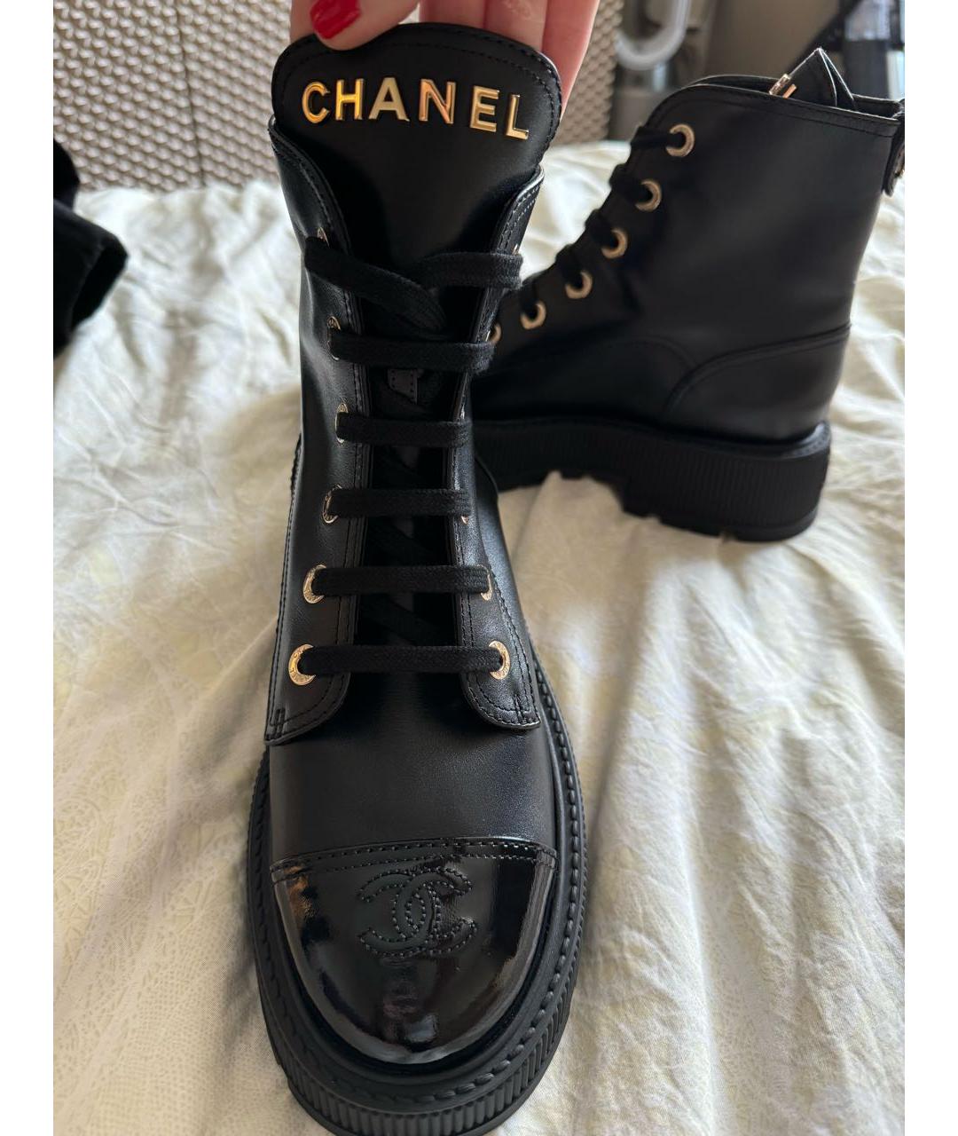 CHANEL Черные кожаные ботинки, фото 6