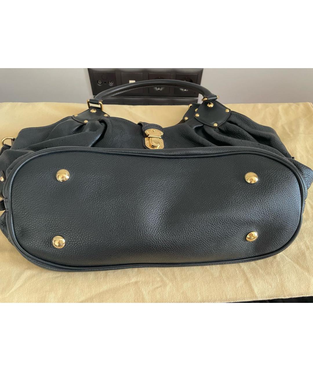 LOUIS VUITTON Черная кожаная сумка тоут, фото 5