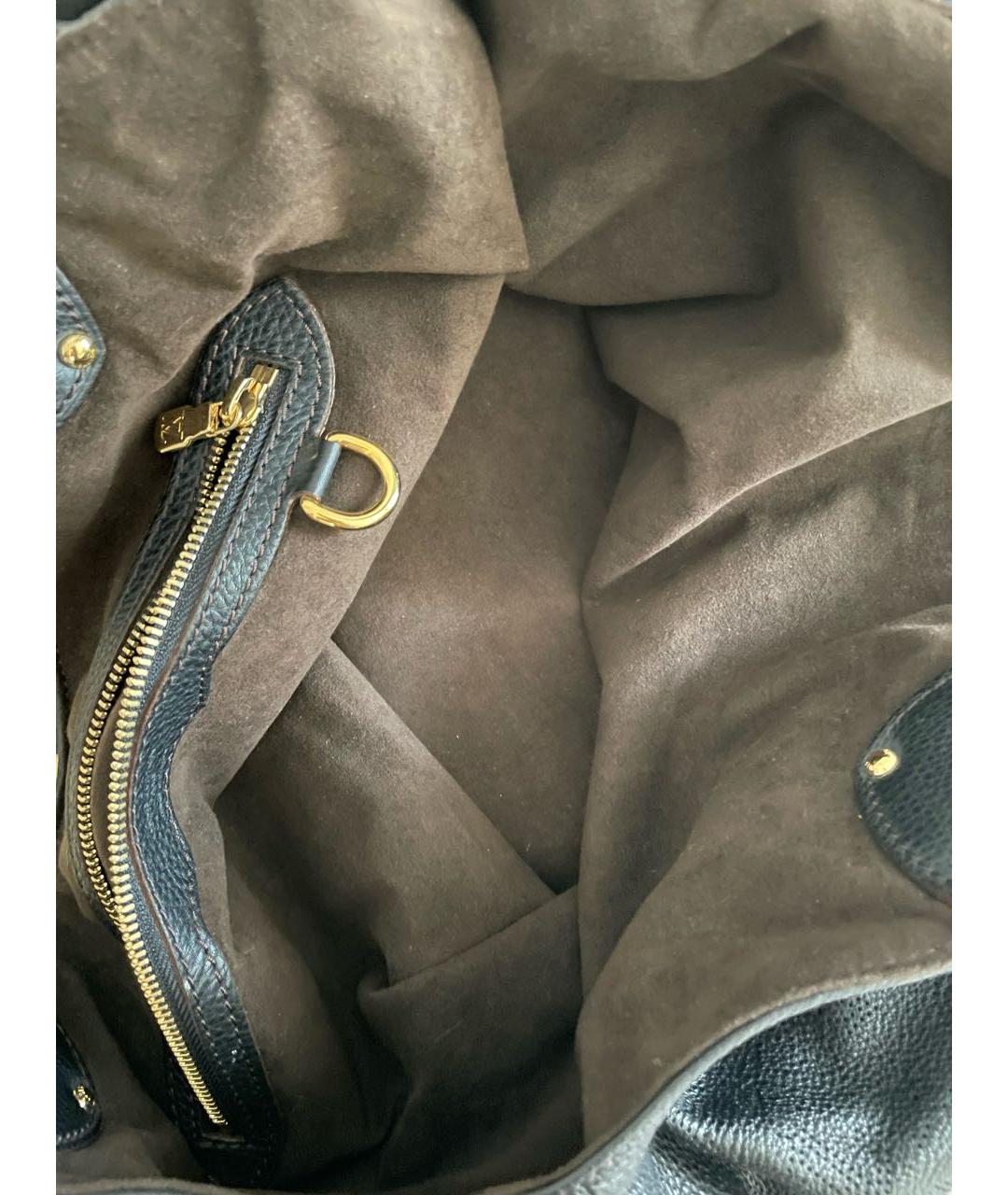 LOUIS VUITTON Черная кожаная сумка тоут, фото 4