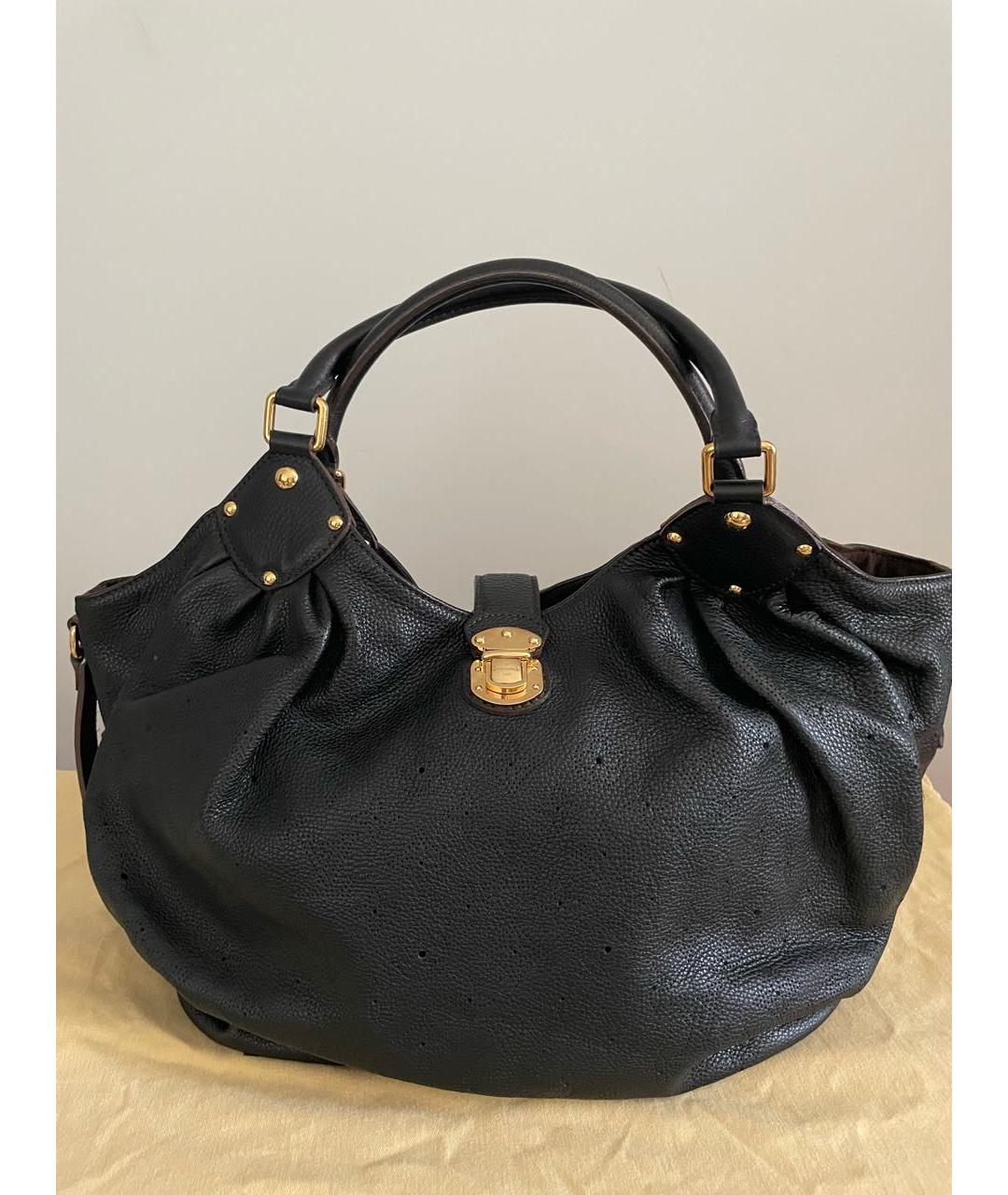 LOUIS VUITTON Черная кожаная сумка тоут, фото 8