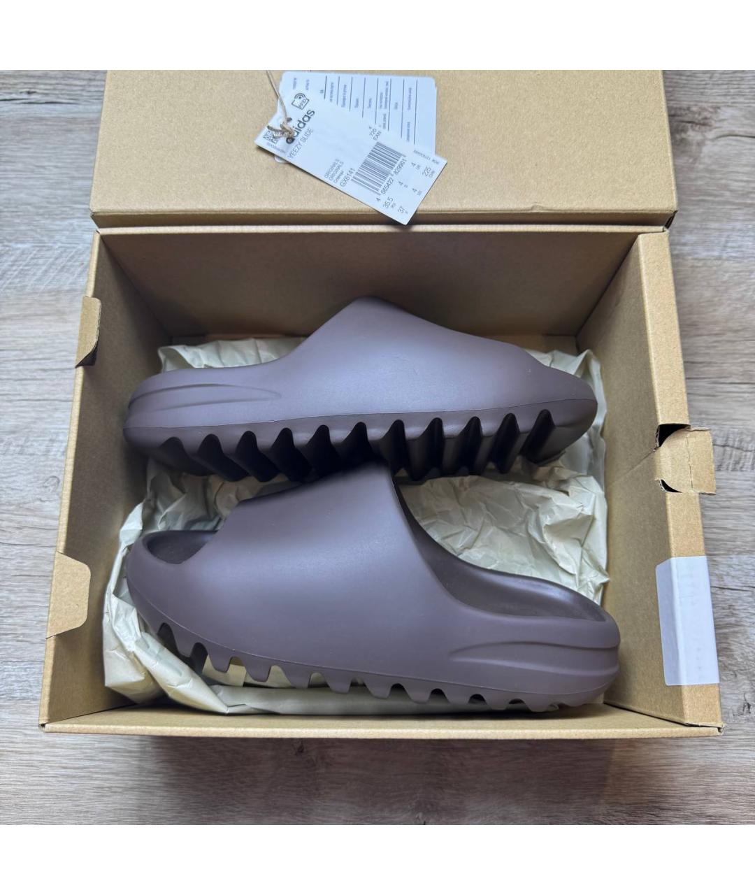 ADIDAS YEEZY Коричневые резиновые шлепанцы, фото 10