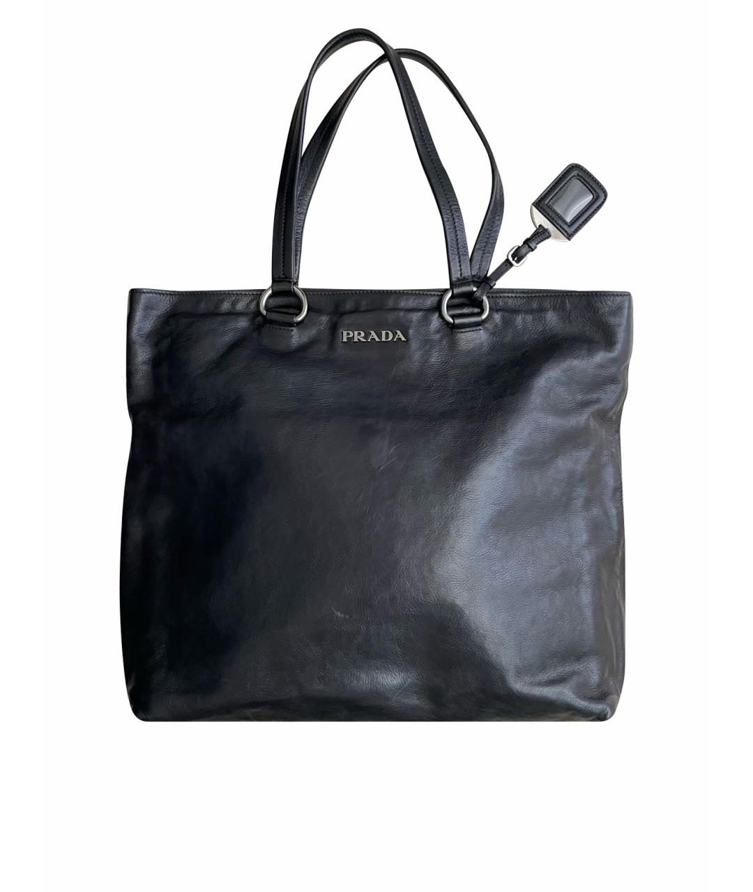 PRADA Черная кожаная сумка тоут, фото 1