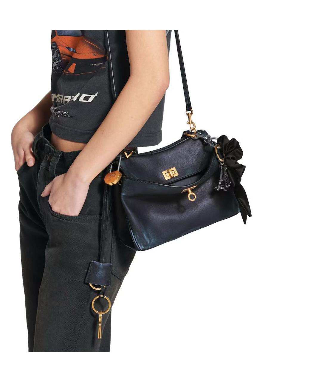 BALENCIAGA Черная кожаная поясная сумка, фото 5