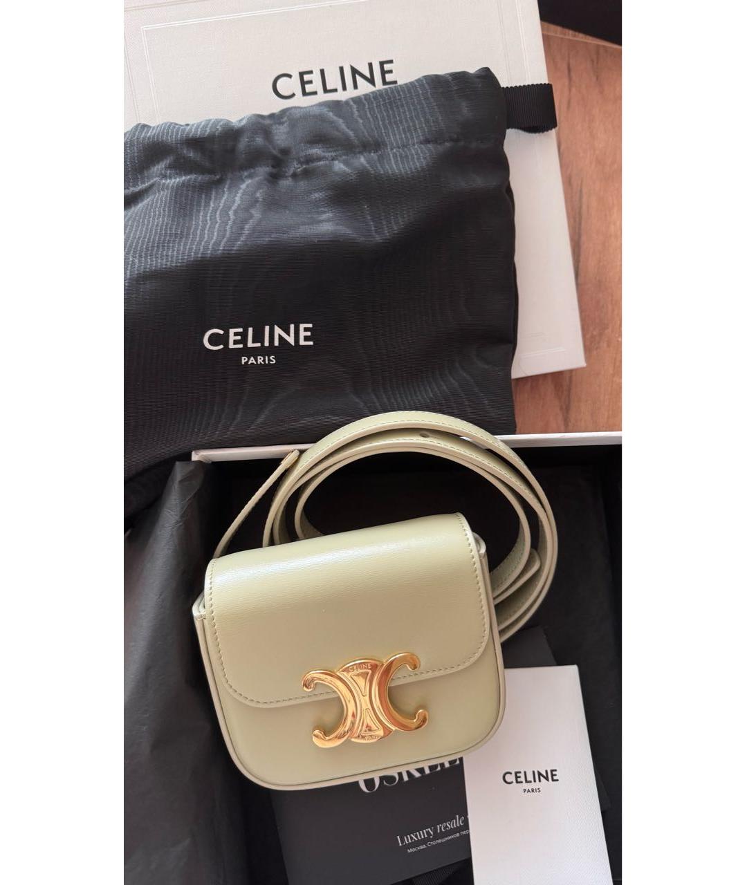 CELINE Салатовая кожаная сумка через плечо, фото 4