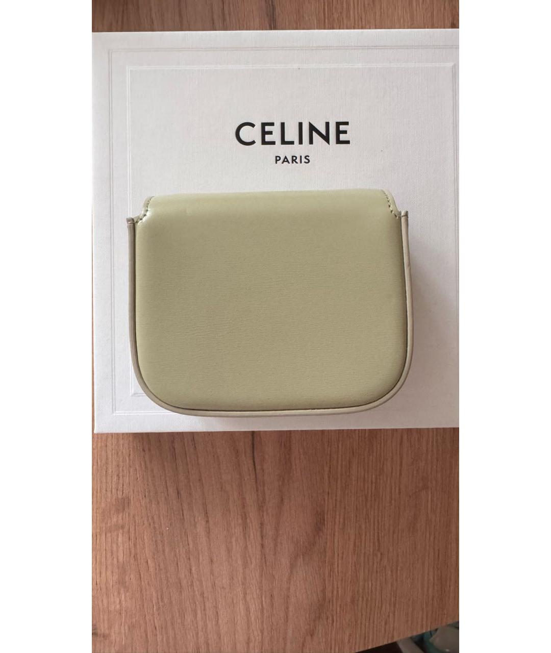 CELINE Салатовая кожаная сумка через плечо, фото 2