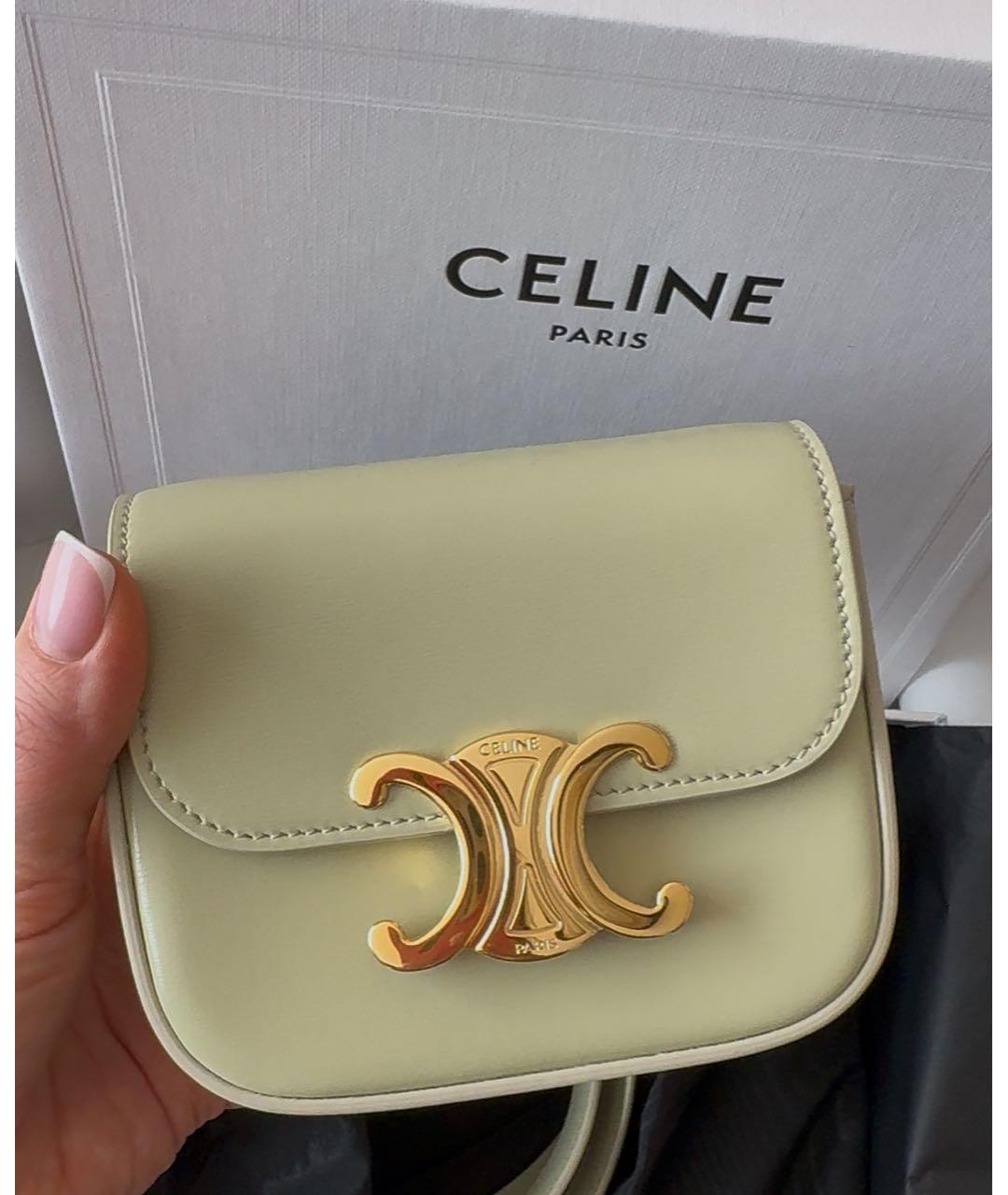 CELINE Салатовая кожаная сумка через плечо, фото 5