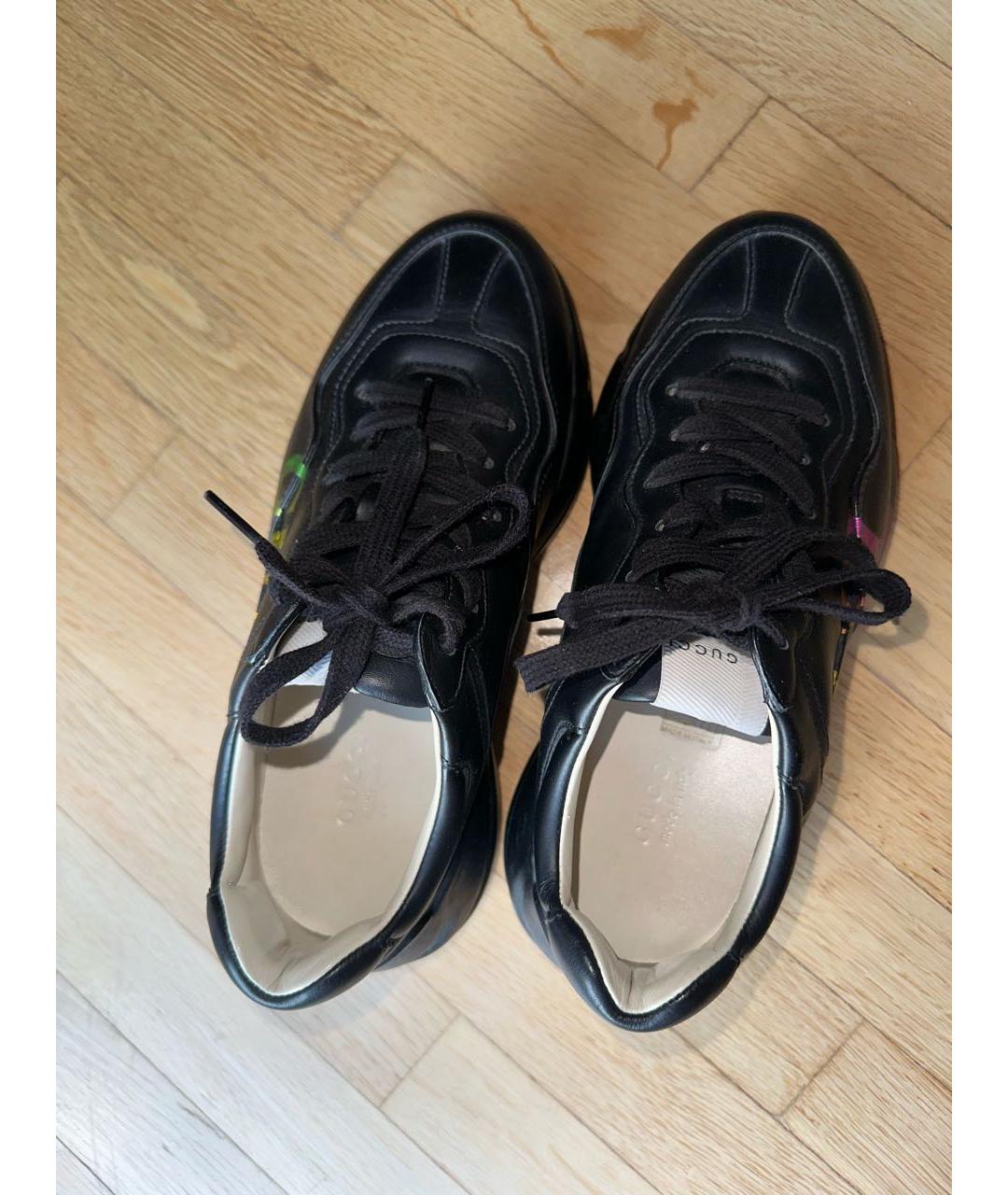 GUCCI Черные кроссовки из экзотической кожи, фото 3