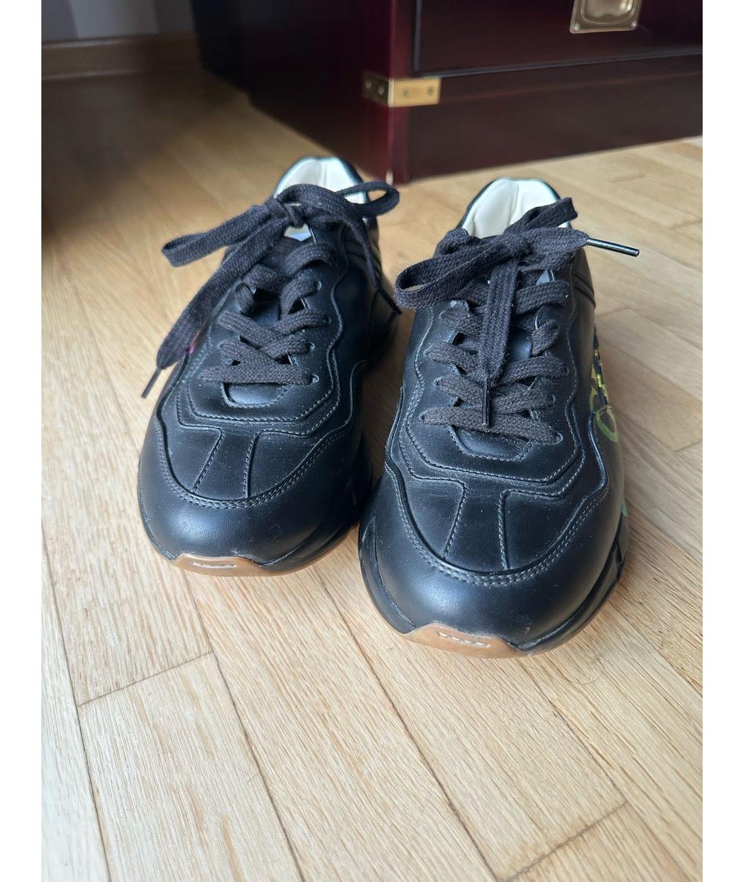 GUCCI Черные кроссовки из экзотической кожи, фото 2