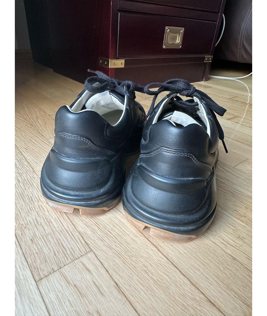 GUCCI Черные кроссовки из экзотической кожи, фото 4