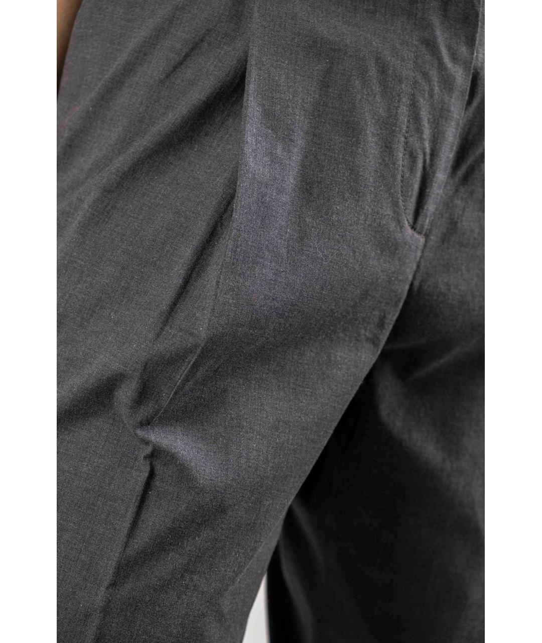 BRUNELLO CUCINELLI Серые хлопковые прямые брюки, фото 4
