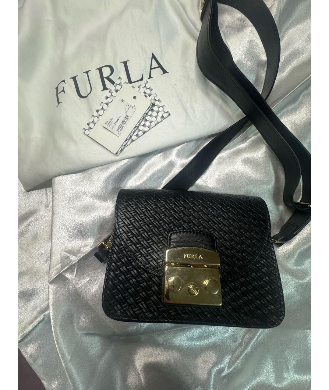 FURLA Черная кожаная сумка через плечо, фото 7