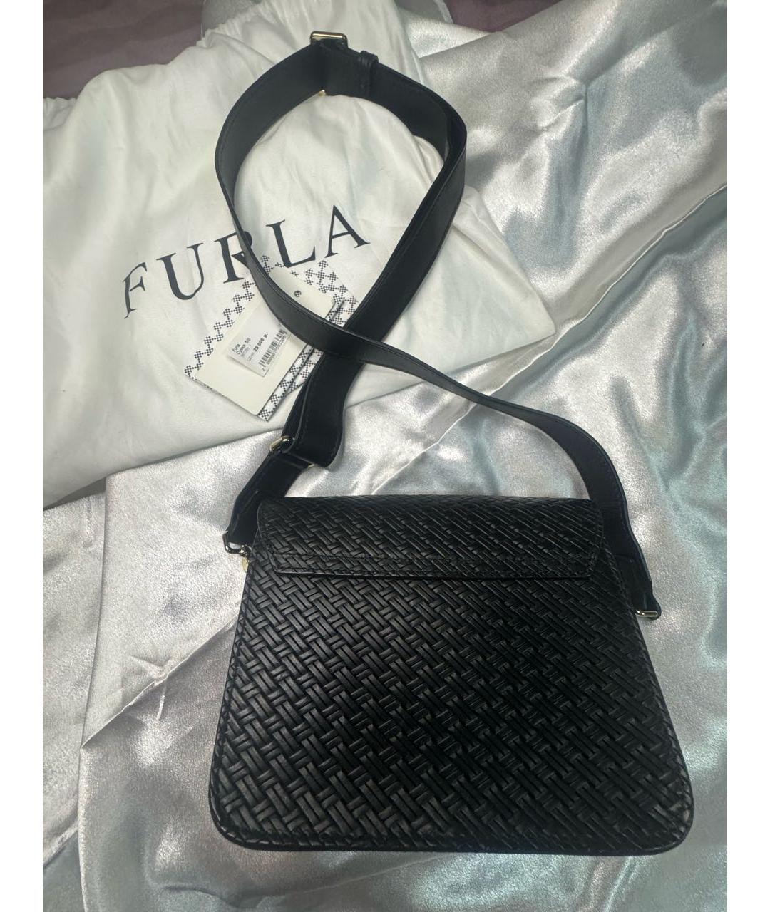 FURLA Черная кожаная сумка через плечо, фото 4