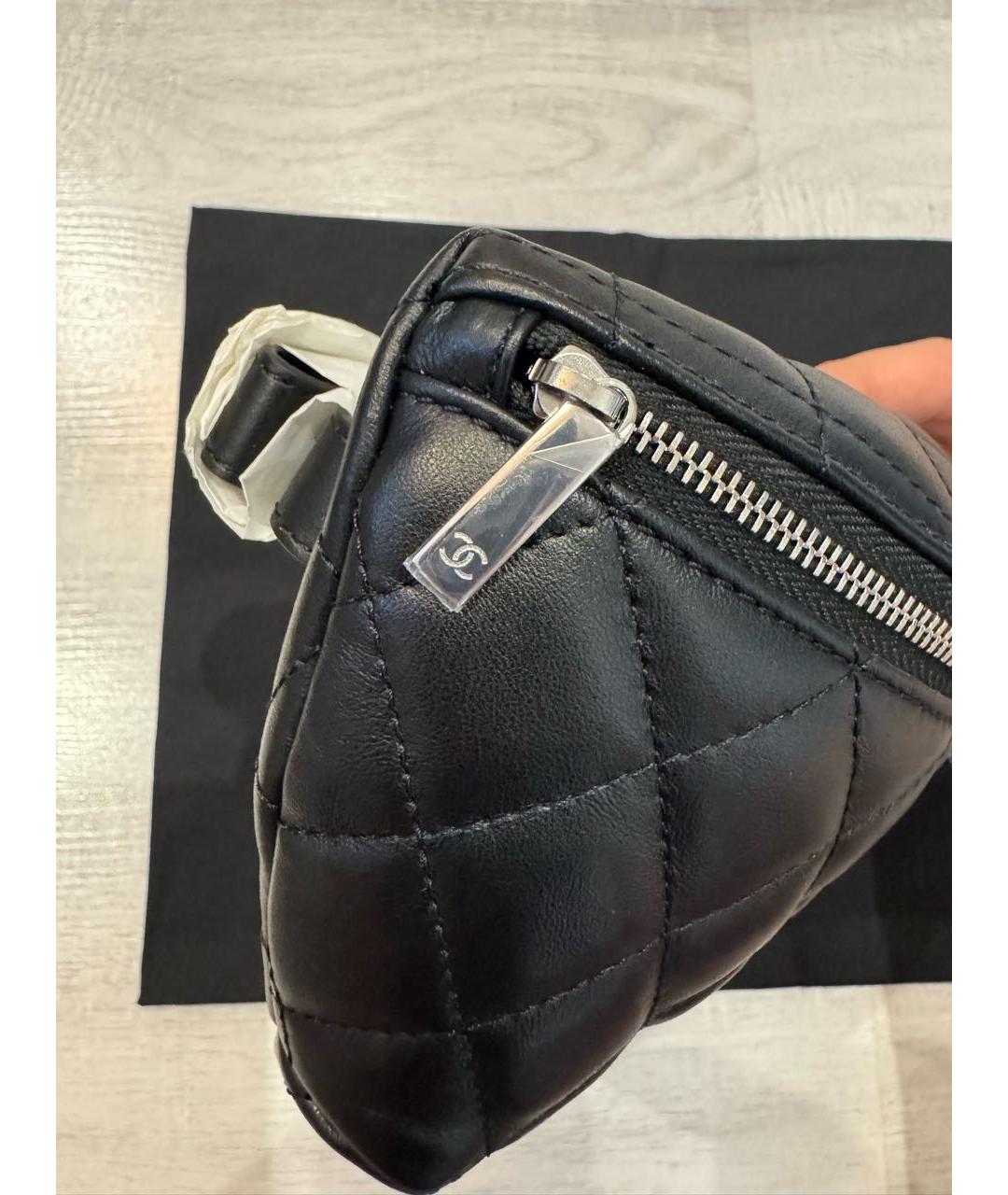 CHANEL Черная кожаная поясная сумка, фото 4
