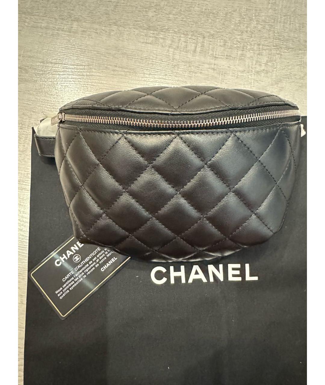 CHANEL Черная кожаная поясная сумка, фото 7