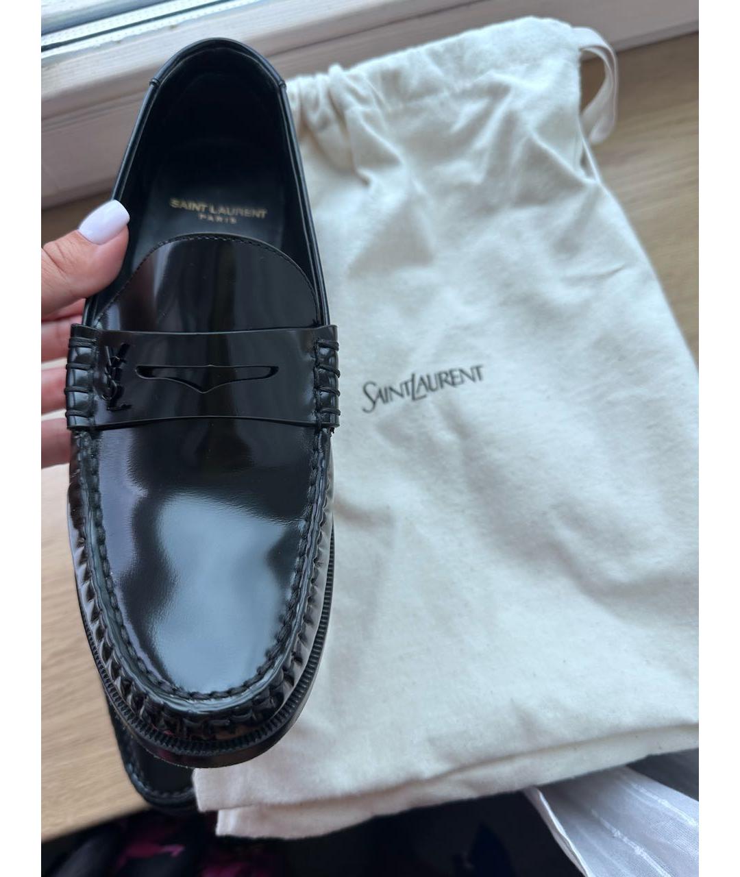 SAINT LAURENT Черные кожаные лоферы, фото 5